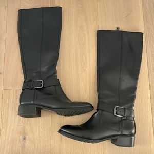Black leather boots